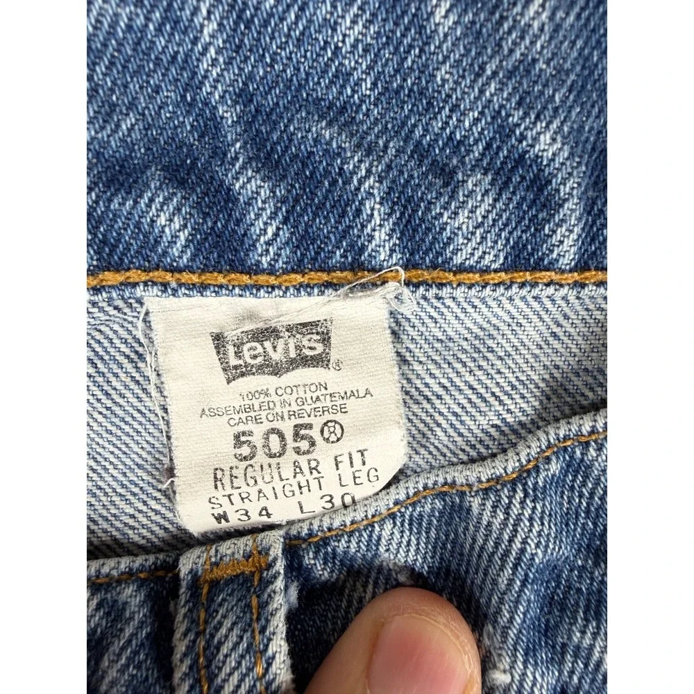 Vtg Levi's 505 Jeans Mens 34x30 Orange Tab Regular Fit Straight Leg US (33x25)
